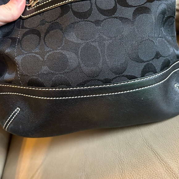 Coach Signature Canvas Handbag Black Leather Trim F04K-9362 $238 - Picture 6 of 16